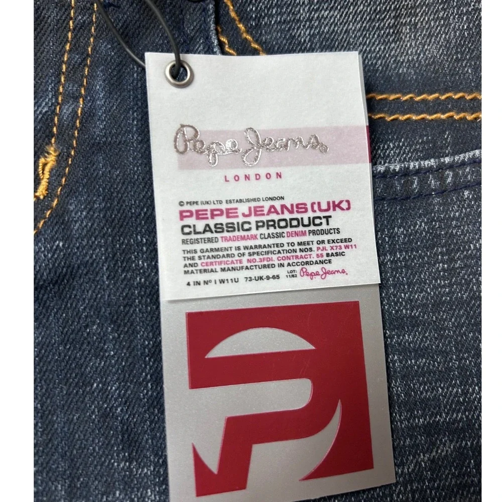 VTG Pepe Jeans London Jasper Kids Denim Jeans Chalk Aged Dark Wash Size 4 NWT